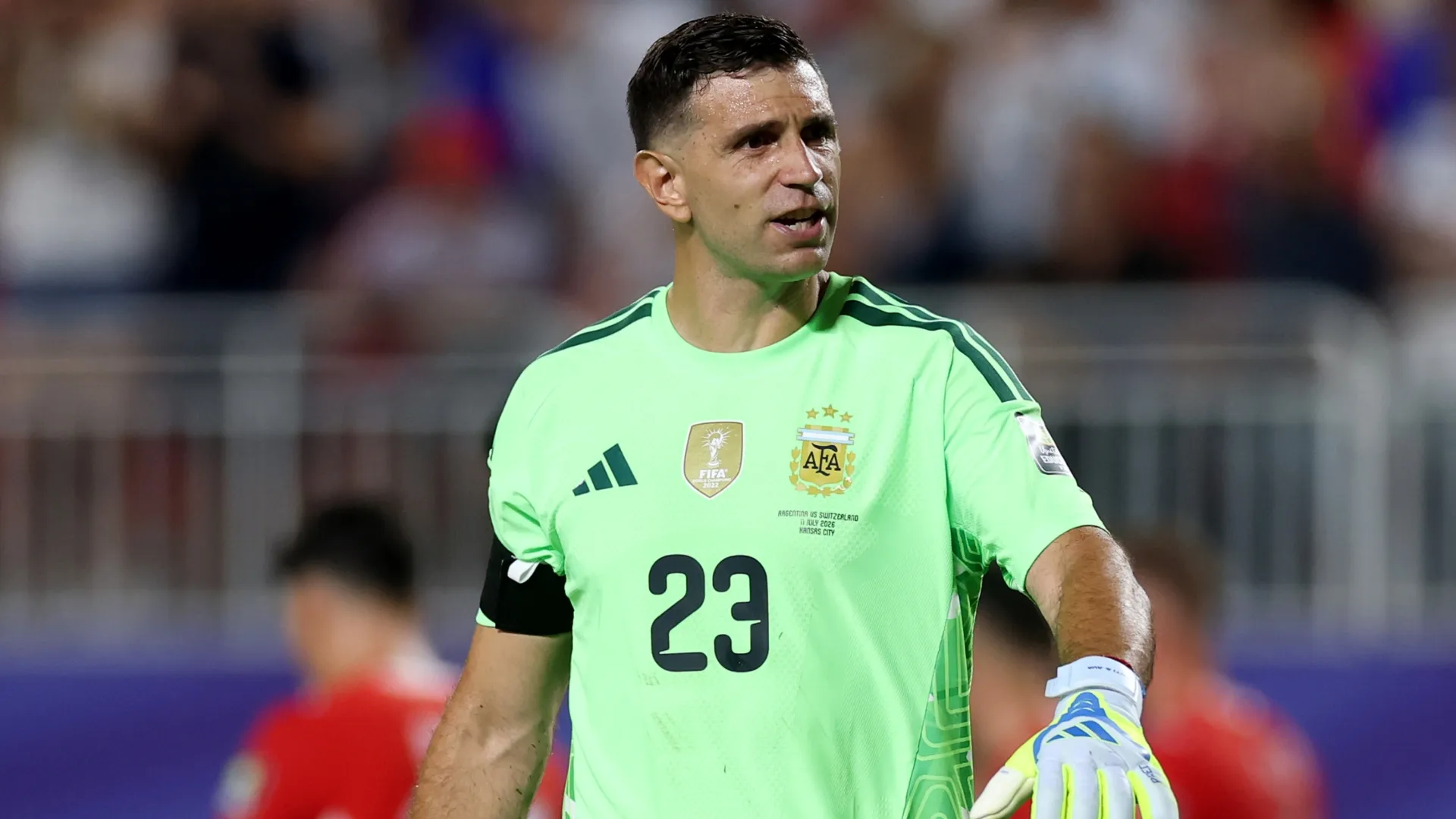 Emiliano Martinez during the FIFA World Cup 2026 Quarter Final match (Source: Lars Baron/Getty Images)