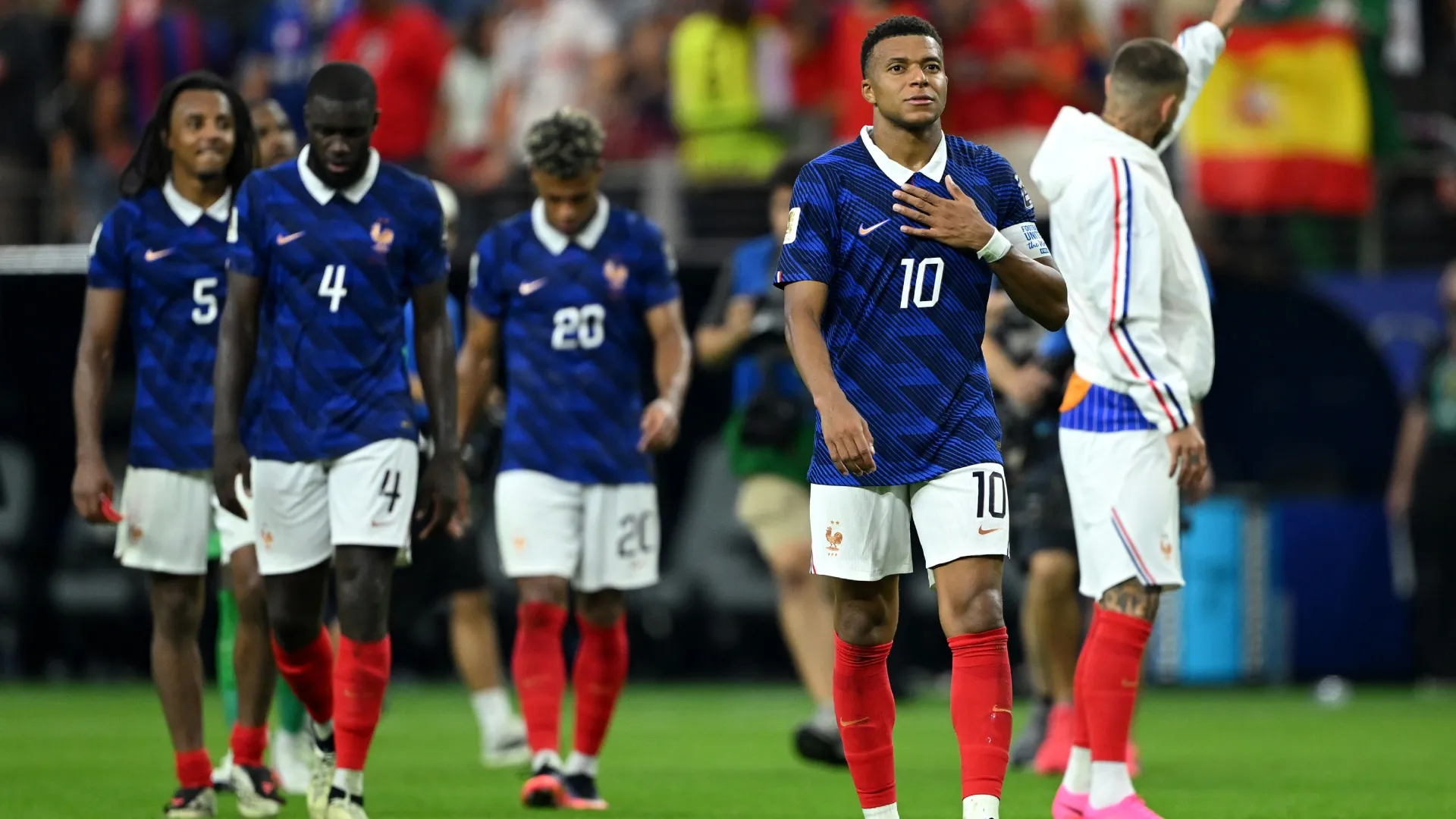 Kylian Mbappe #10 of France applauds fans. Shaun Botterill/Getty Images