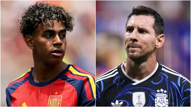 Lamine Yamal of Spain and Lionel Messi of England.