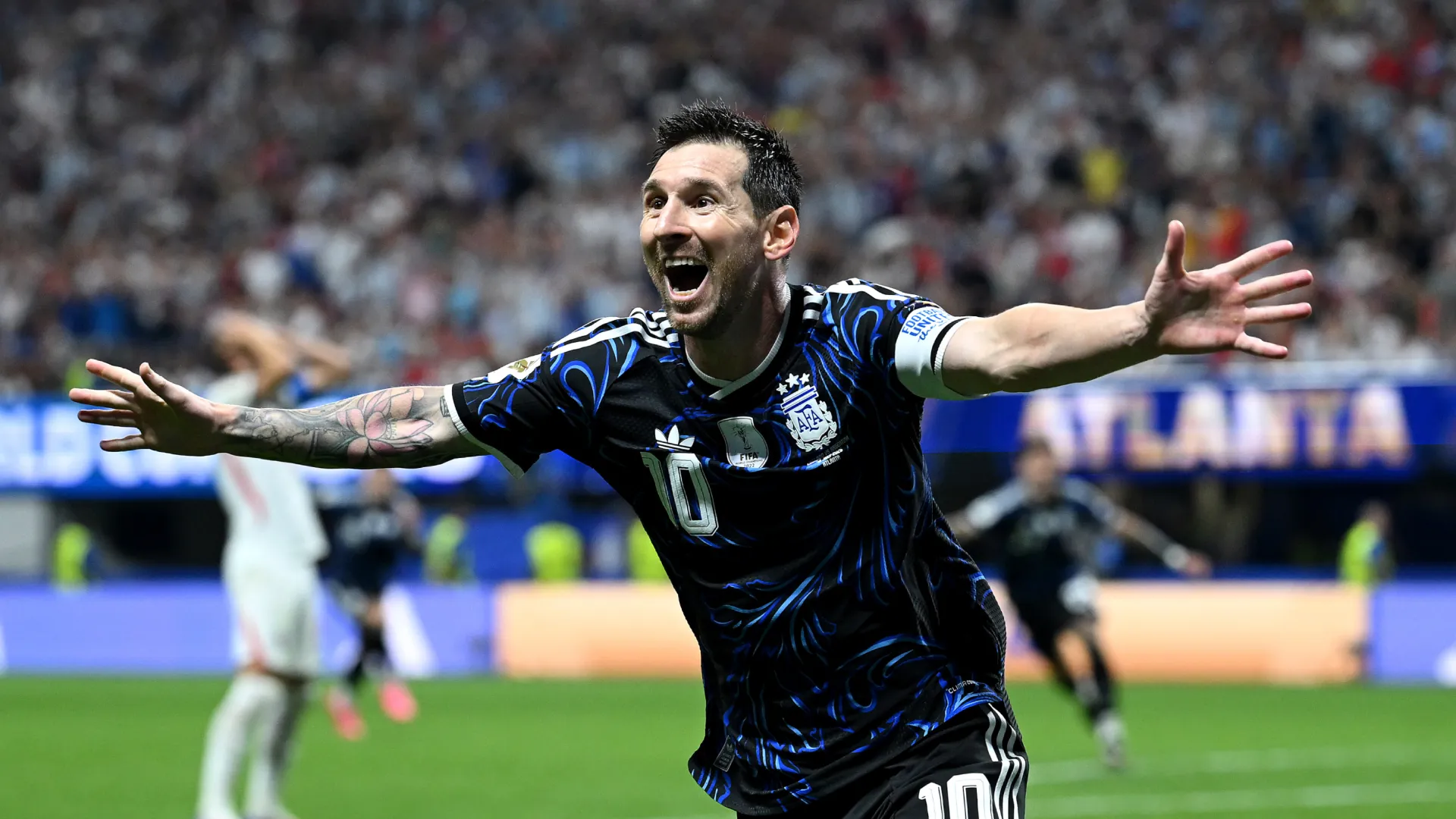 Lionel Messi of Argentina vs England