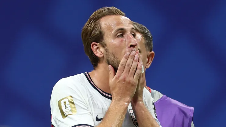 Harry Kane #9 of England reacts.