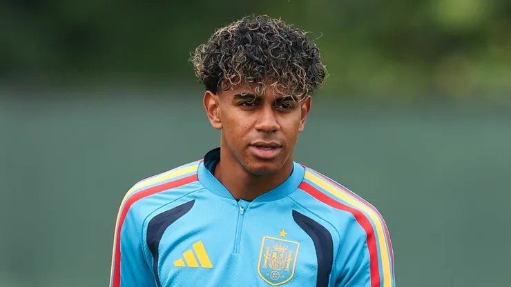 Lamine Yamal #19 of Spain during a training session.