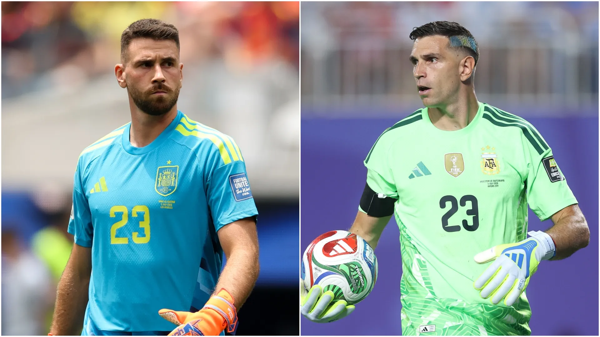 Unai Simon (left) and Emiliano Martinez.