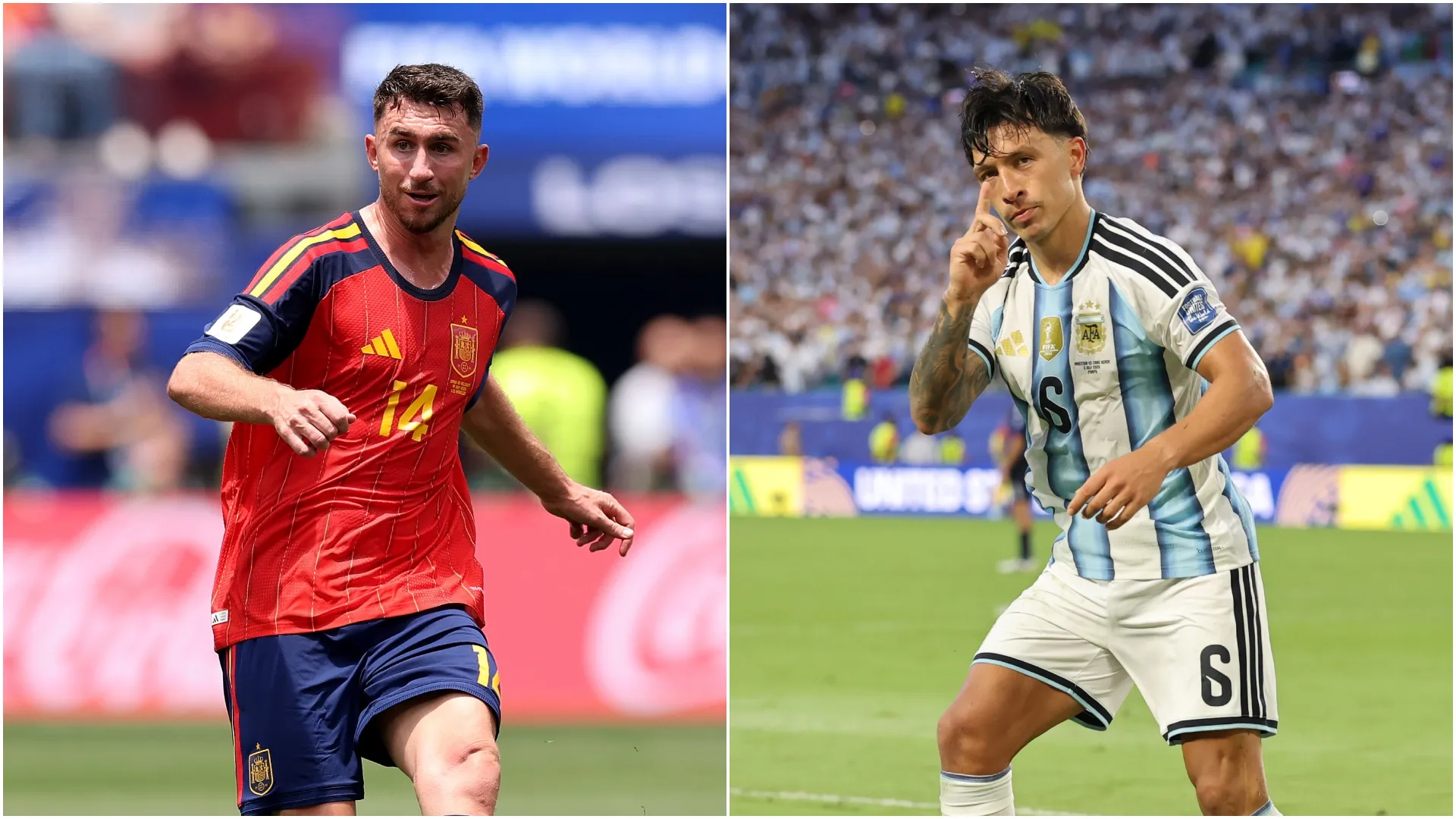 Aymeric Laporte (left) and Lisandro Martinez.