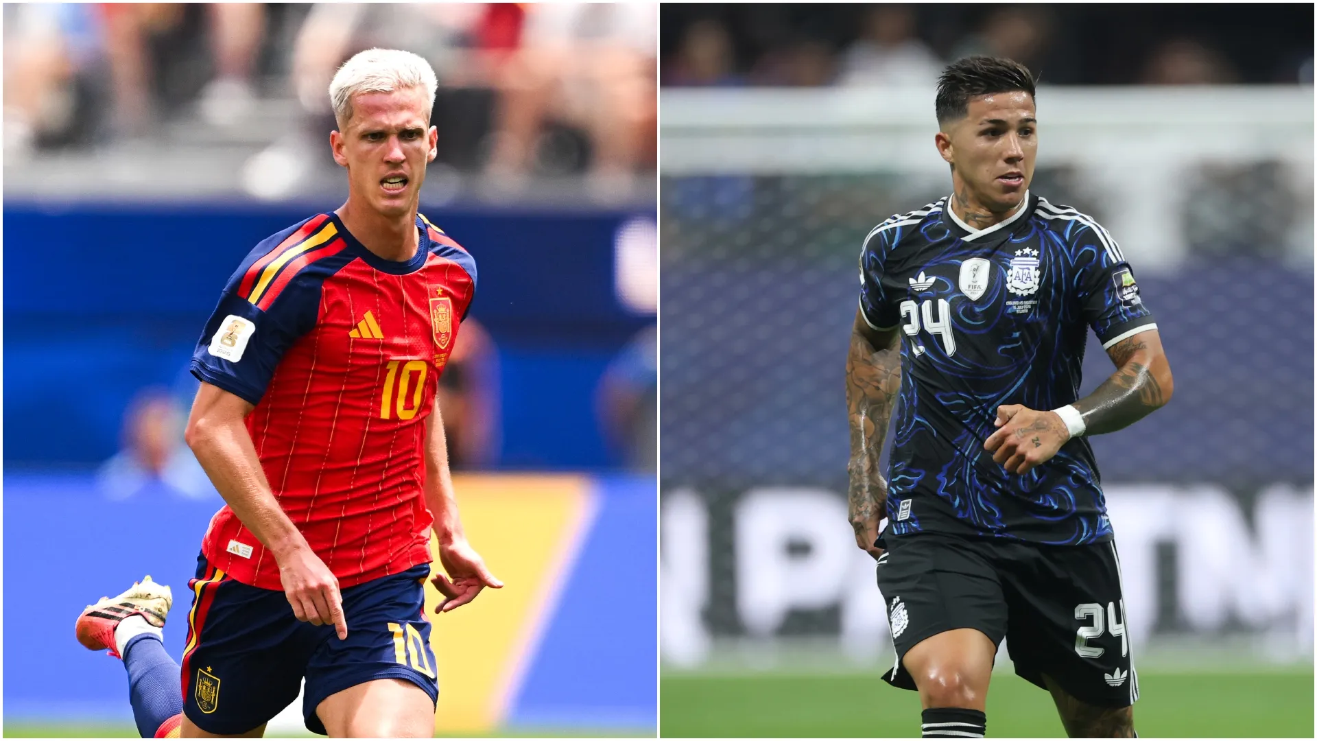 Dani Olmo (left) and Enzo Fernandez.