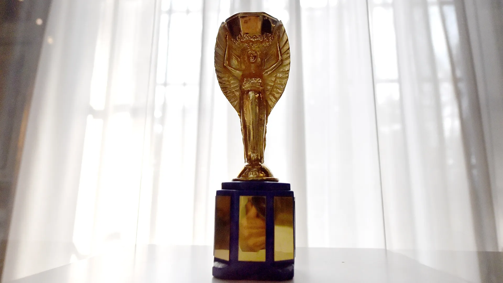 Jules Rimet Trophy 1934 is displayed during an exhibition of Italian Football Federation Trophies. Getty Images