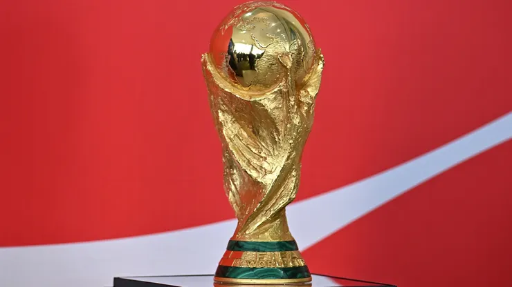 View of the World Cup trophy.