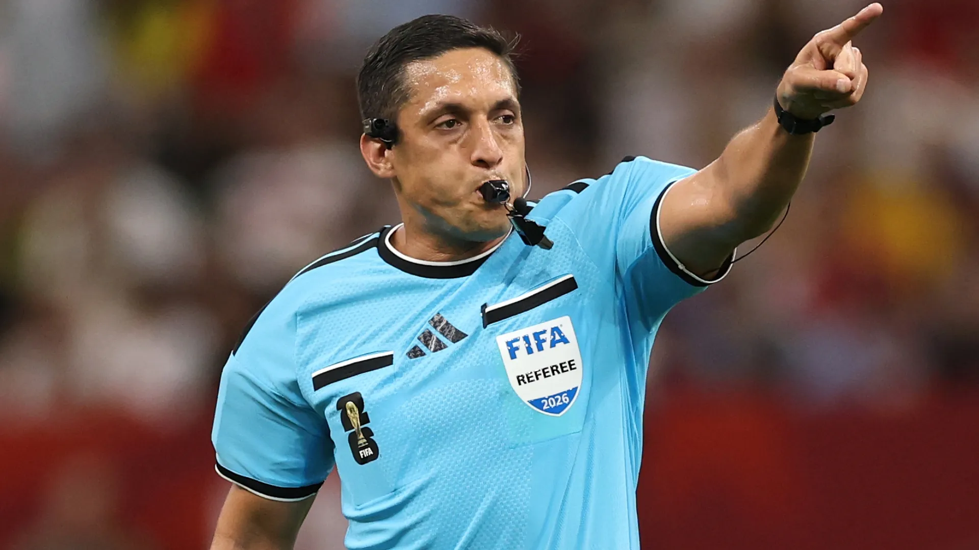 Referee Jesus Valenzuela makes a decision during the FIFA World Cup 2026 Group D match. Stu Forster/Getty Images
