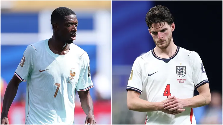 Ousmane Dembele (L) Declan Rice (R).