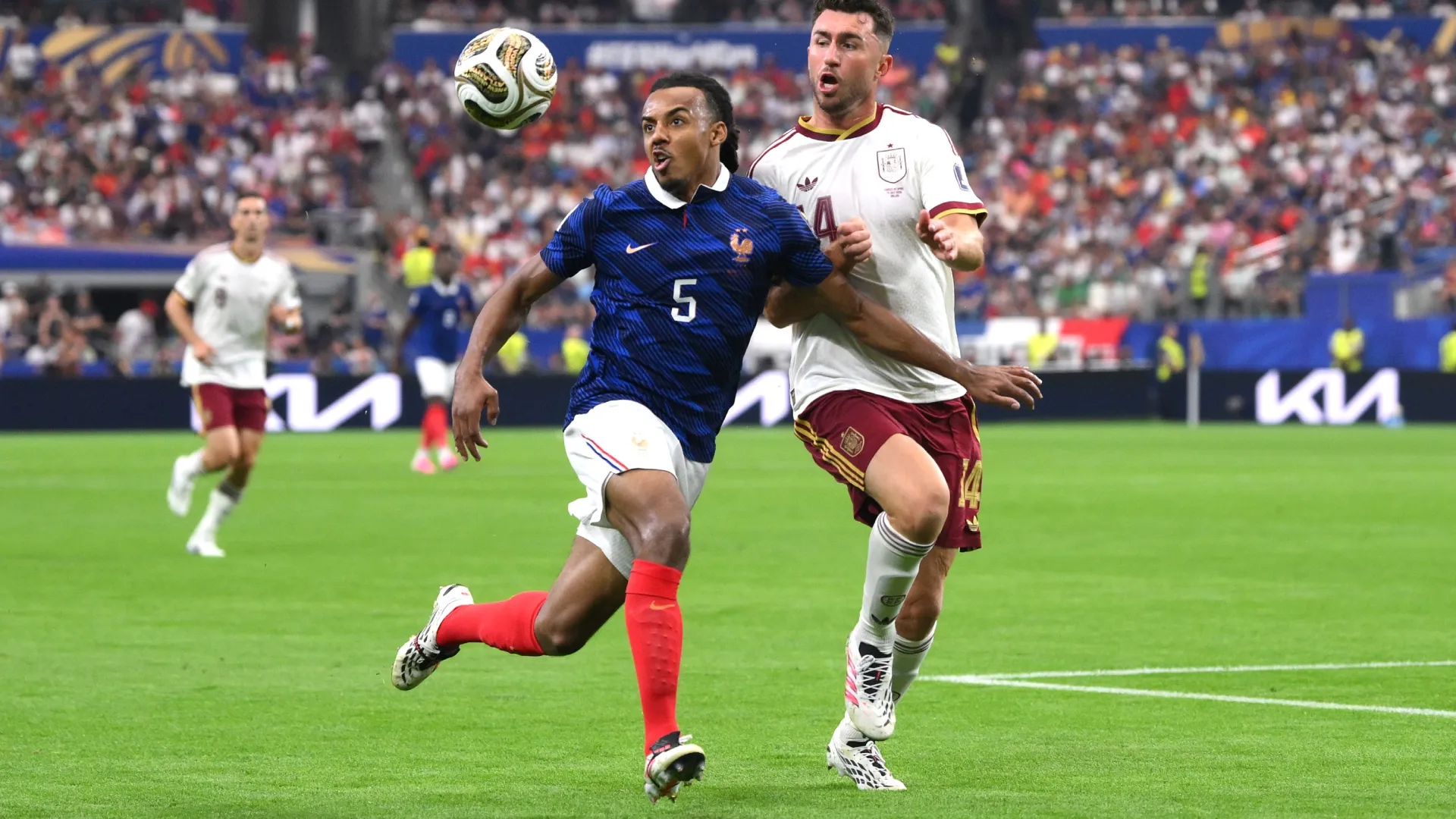 Jules Kounde #5 of France competes for the ball. David Ramos/Getty Images