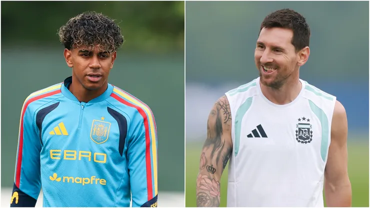 Lamine Yamal (L) Lionel Messi (R).