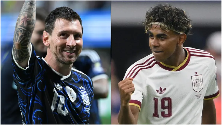 Lionel Messi (L) Lamine Yamal (R).