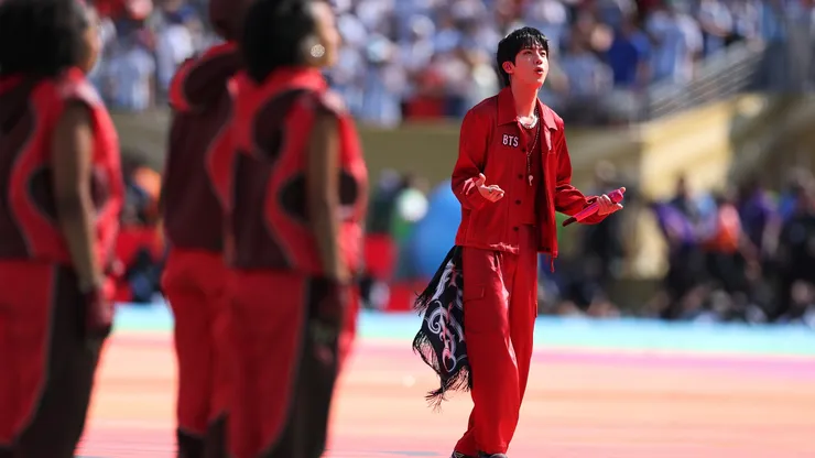 Hope of BTS performs during the Topps Final Halftime Show in the FIFA World Cup 2026 Final match
