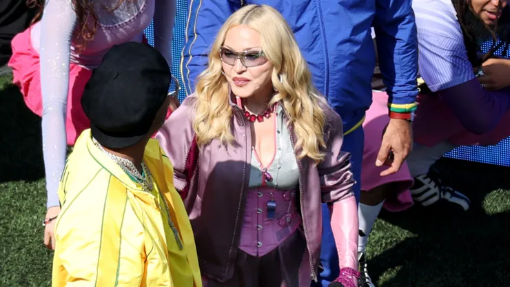 Ronaldinho and Madonna perform during the Topps Final Halftime Show in the FIFA World Cup 2026 Final match