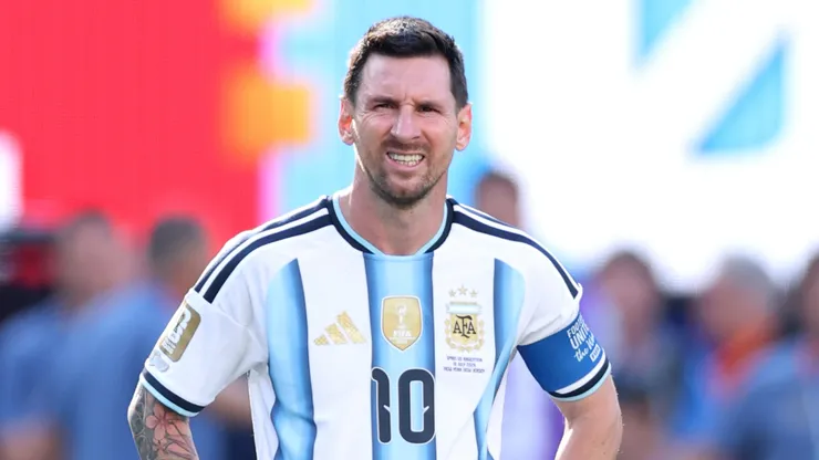 Lionel Messi #10 of Argentina reacts during the FIFA World Cup 2026 Final match.