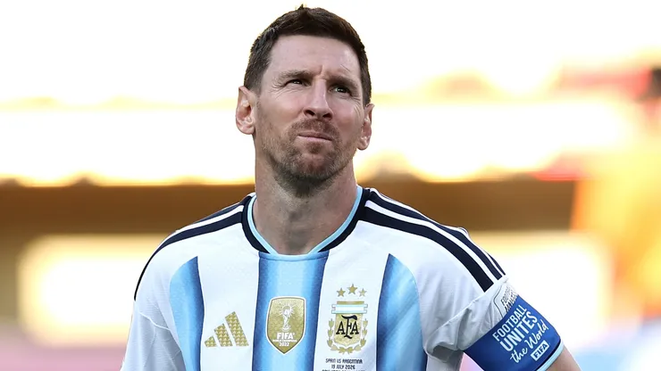 Lionel Messi #10 of Argentina shows dejection after the team's 0-1 defeat.