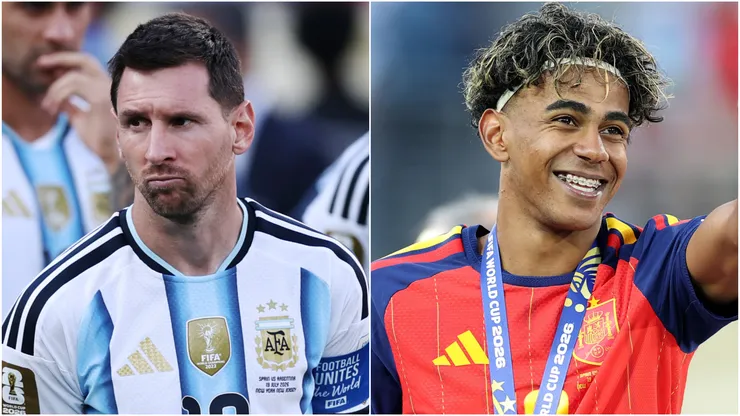 Lionel Messi of Argentina and Lamine Yamal of Spain.