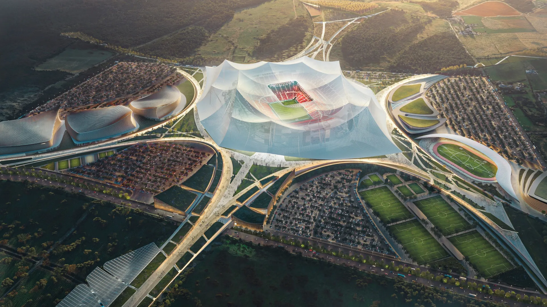 The projected 115,000‑seat Casablanca stadium, shown on August 20, 2024. Populous via Handout/Getty Images