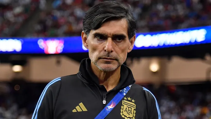Roberto Ayala Assistant Coach of Argentina looks on.