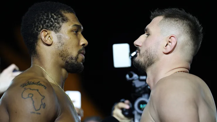 Anthony Joshua and Kristian Prenga face-off