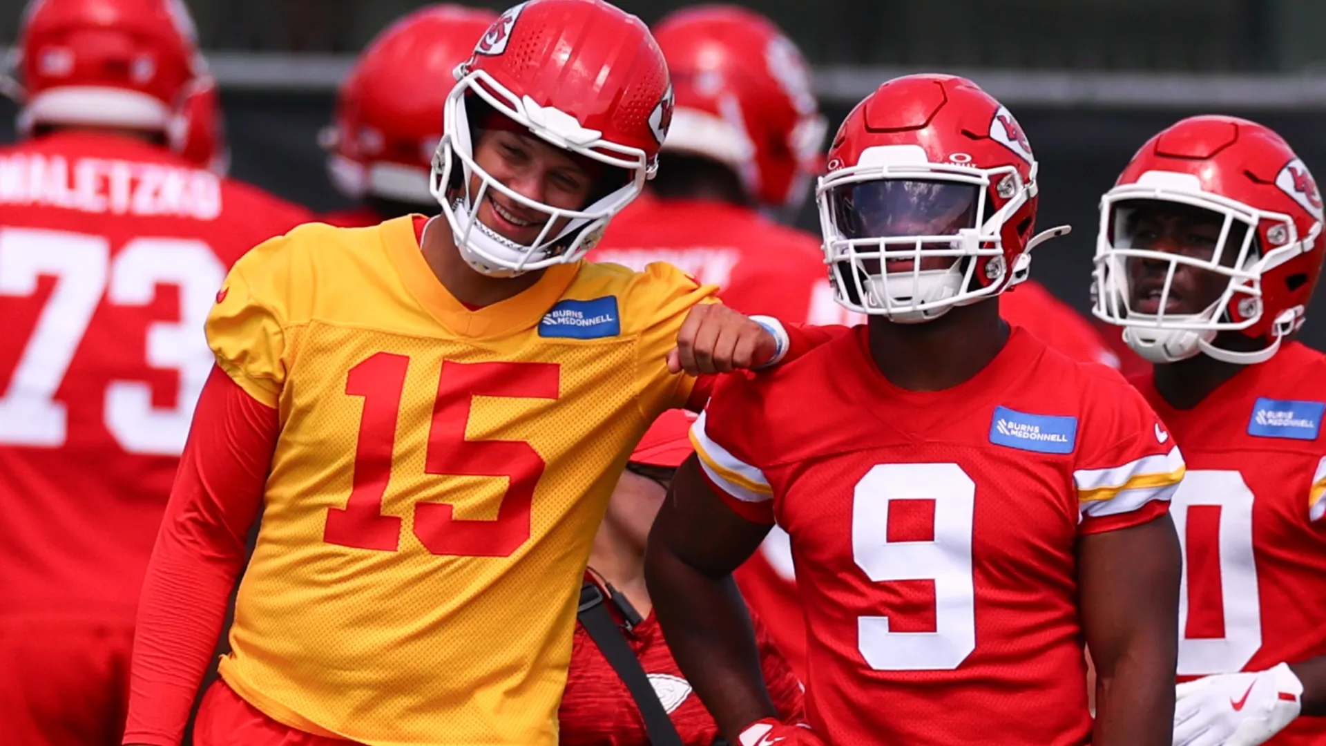 Patrick Mahomes with Kenneth Walker III