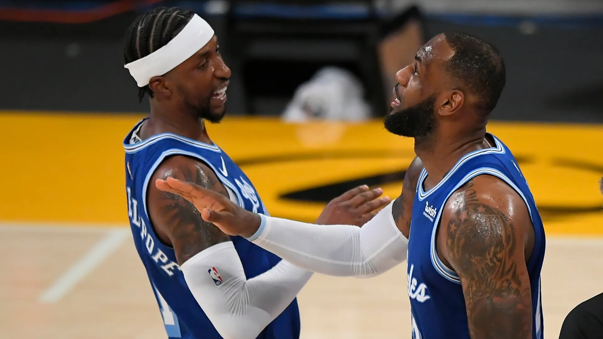 LeBron James with Kentavious Caldwell-Pope