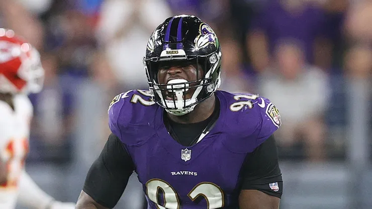 Nnammdi Madubuike #92 of the Baltimore Ravens