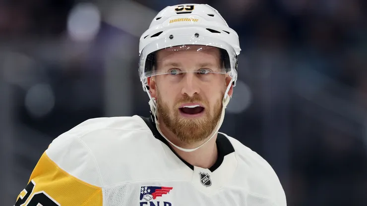 Anthony Mantha #39 of the Pittsburgh Penguins looks on during the first period against the Seattle Kraken.
