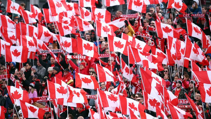Canada fans wave flags