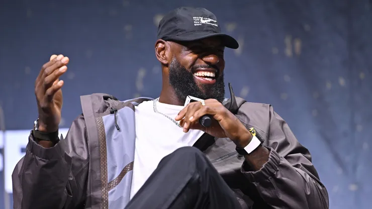 LeBron James speaks onstage during the mind the game panel at Fanatics Fest.