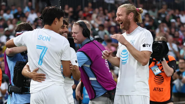 Tim Ream, Son Heung-Min and Carles Gil during the 2026 MLS All-Star Skills Challenge