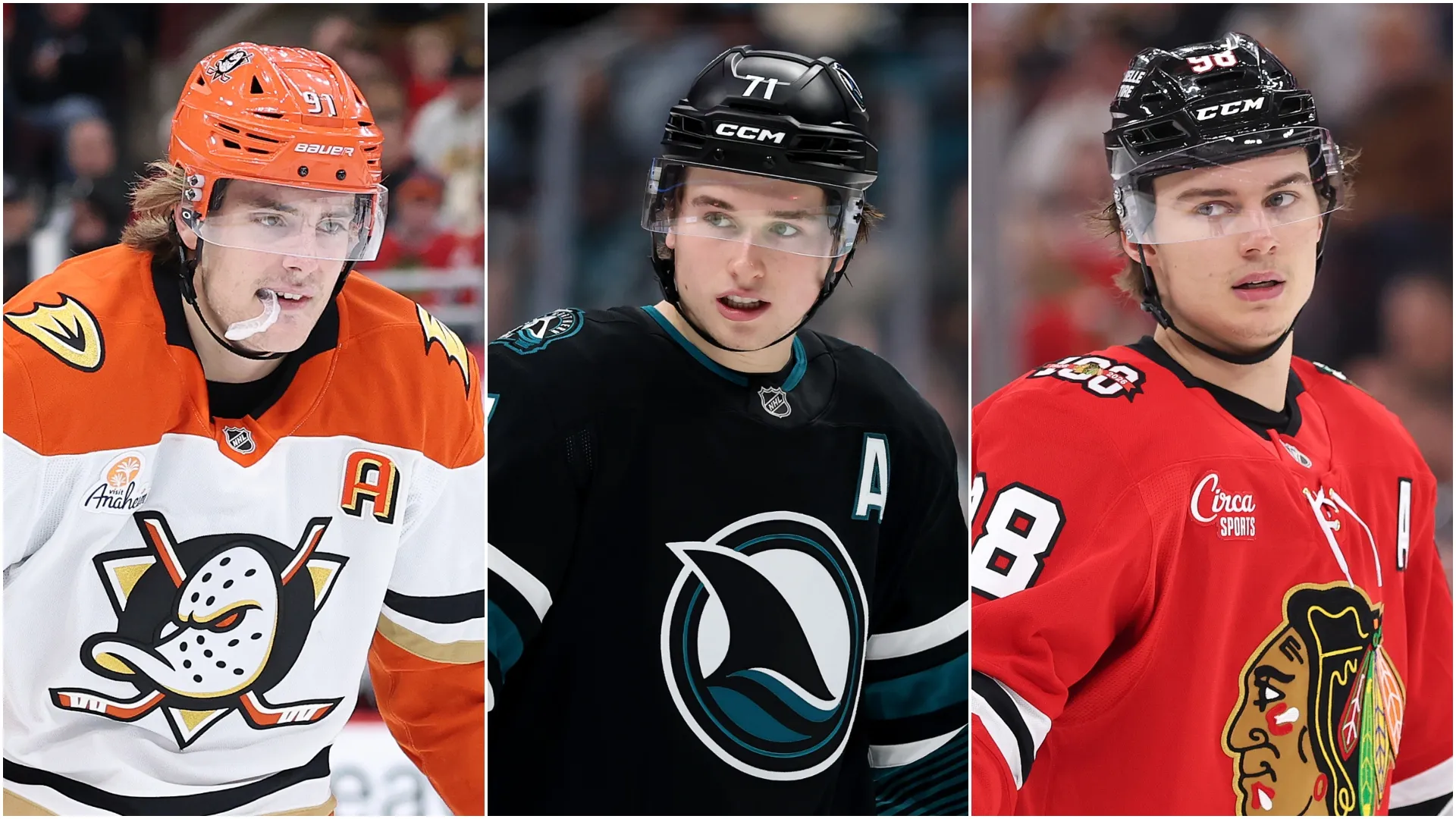 From left to right: Carlsson, Celebrini, and Bedard.