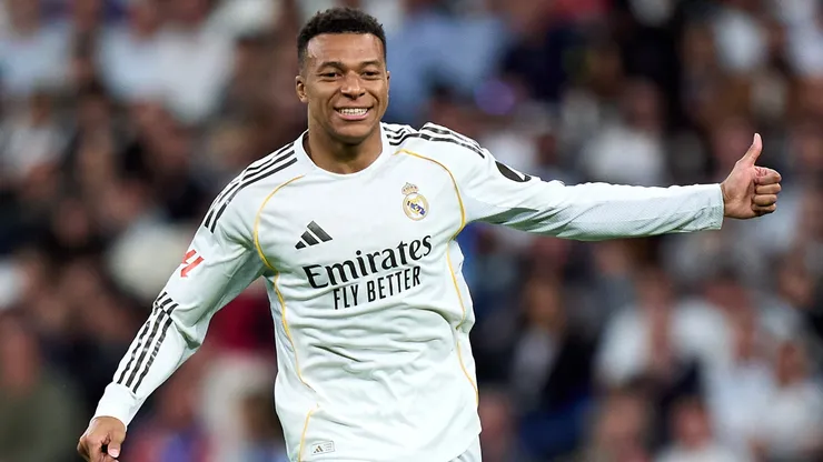 Kylian Mbappe of Real Madrid gestures during the LaLiga EA Sports match