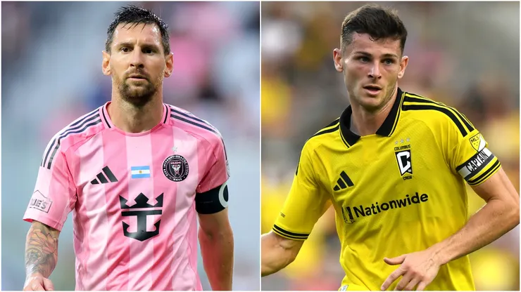 Lionel Messi of Inter Miami and Sean Zawadzki of Columbus Crew