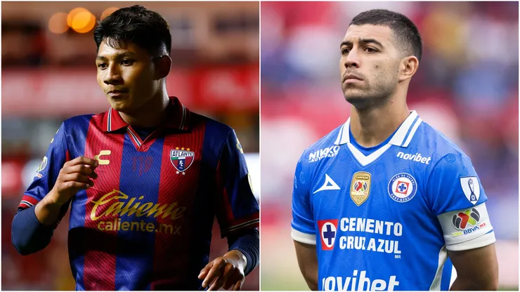 Jose Gonzalez of Atlante and Erik Lira of Cruz Azul during the Torneo Apertura 2026 Liga MX