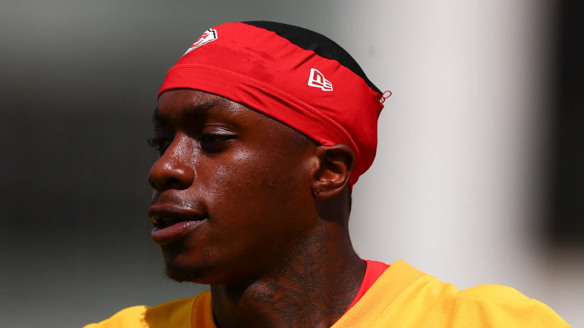 Xavier Worthy #1 of the Kansas City Chiefs participates in mandatory minicamp at The University of Kansas Hospital Arrowhead Training Complex on June 10, 2026 in Kansas City, Missouri.