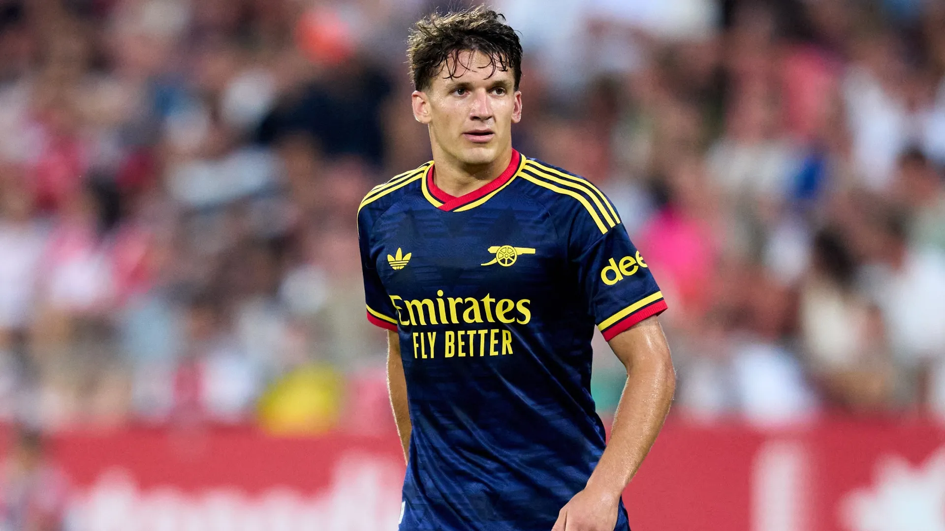 Christos Tzolis of Arsenal FC looks on during the pre-season friendly match (Source: Alex Caparros/Getty Images)