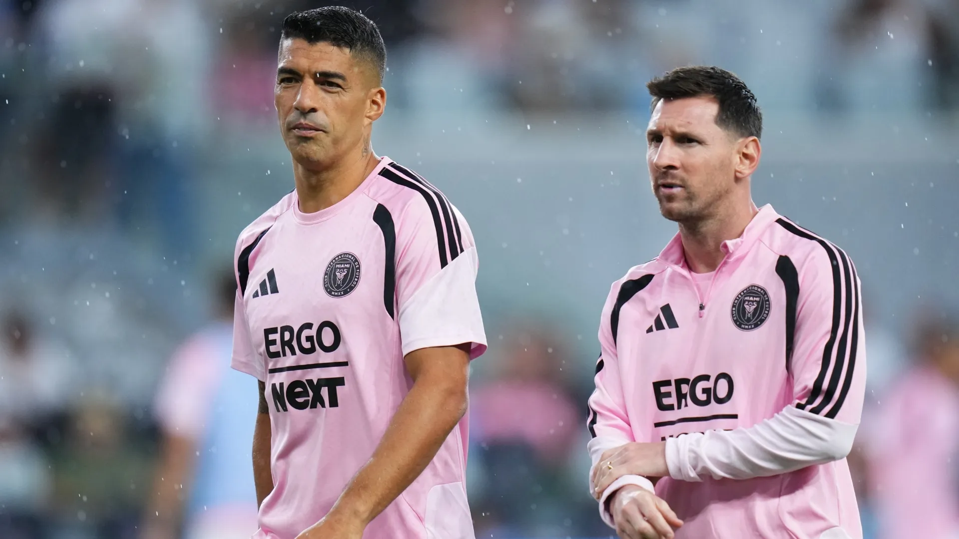 Luis Suarez #9 and Lionel Messi #10 of Inter Miami (Source: Rich Storry/Getty Images)