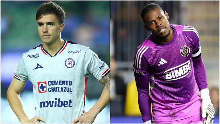 Agustin Palavecino of Cruz Azul and Andre Blake of the Philadelphia Union