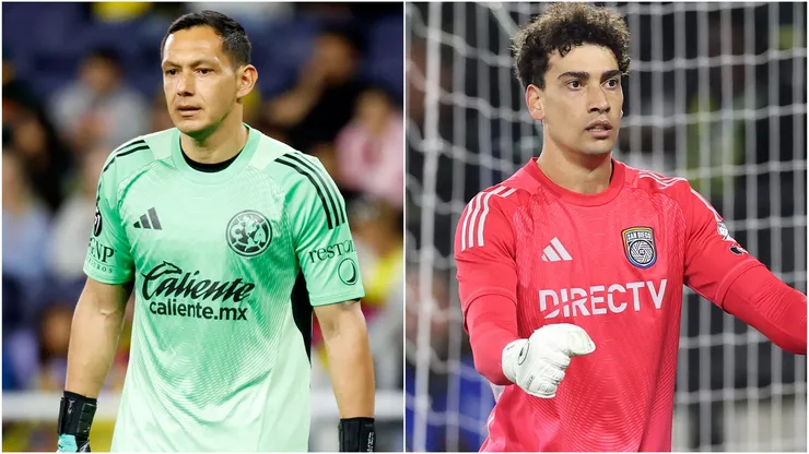 Rodolfo Cota #30 of Club America and CJ dos Santos #1 of San Diego FC