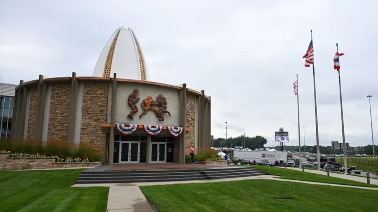 A view outside the Pro Football Hall of Fame prior to the 2025 Pro Football Hall of Fame Game
