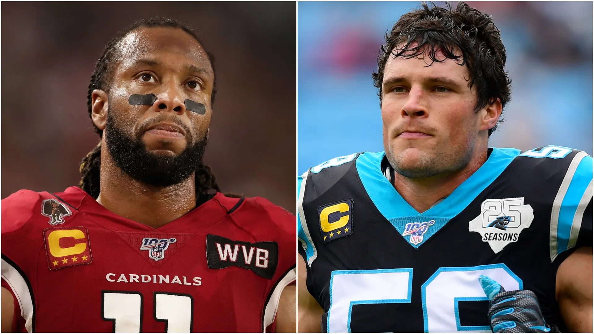 Larry Fitzgerald (left) and Luke Kuechly (right).