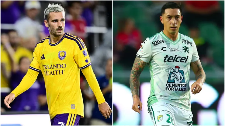 Antoine Griezmann of Orlando City and Rodrigo Echeverria of Leon