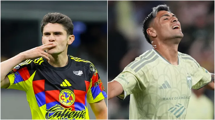 Israel Reyes of Club America and Felipe Moran of Portland Timbers.