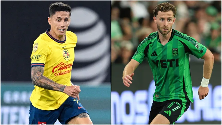 Brian Rodriguez #7 of Club America and Jon Gallagher #17 of Austin FC