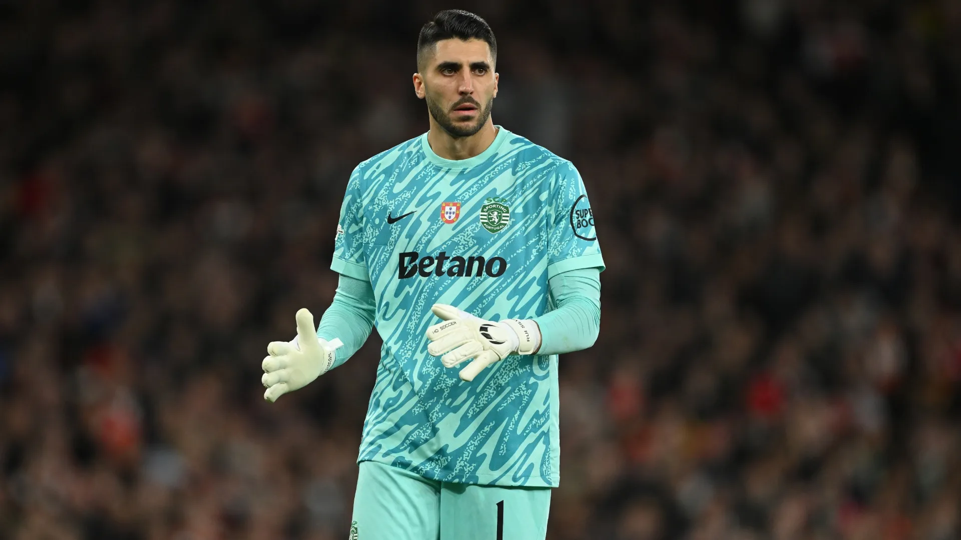 Rui Silva of Sporting CP during the UEFA Champions League 2025/26 Quarter-Final Second Leg match (Source: Mike Hewitt/Getty Images)