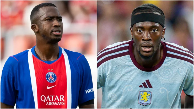Willian Pacho of PSG and Tammy Abraham of Aston Villa.