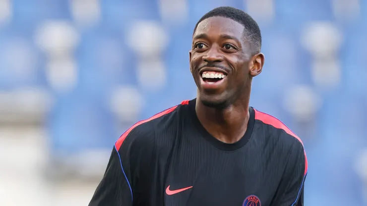 Ousmane Dembele of Paris Saint-Germain trains during a Paris Saint-Germain Training Session.