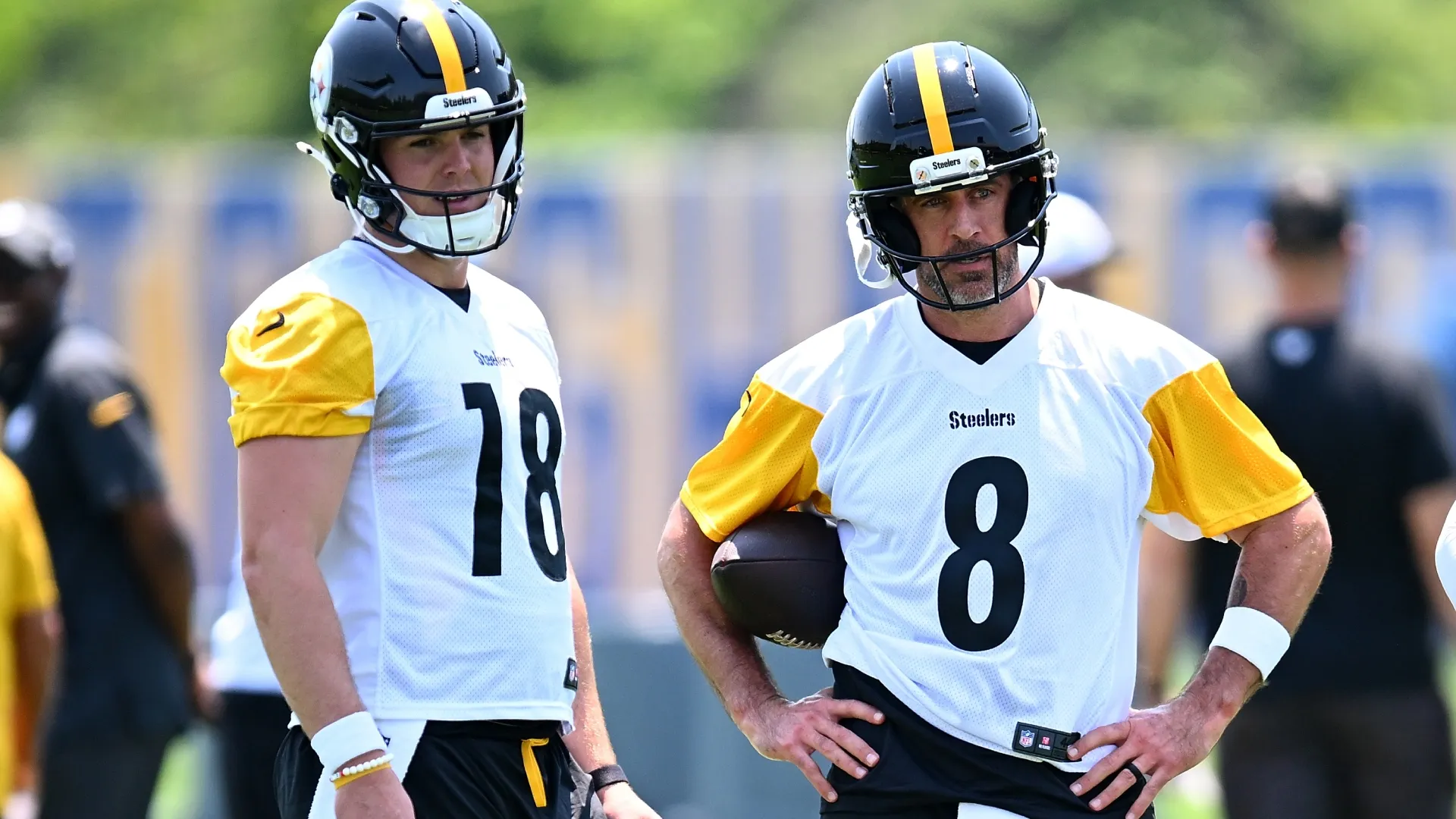Will Howard with Aaron Rodgers