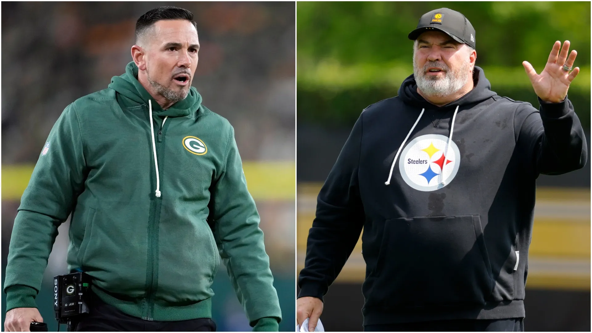 Matt LaFleur of the Green Bay Packers and Mike McCarthy of the Pittsburgh Steelers (Source: Patrick McDermott/Justin K. Aller — Getty Images)